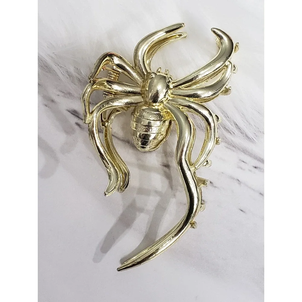 Metallic Gold Claw Clip Large Spider Gothic Halloween Bug Witchy Emo Punk Grunge